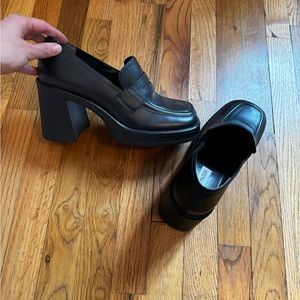 Black Leather Chunky Loafers